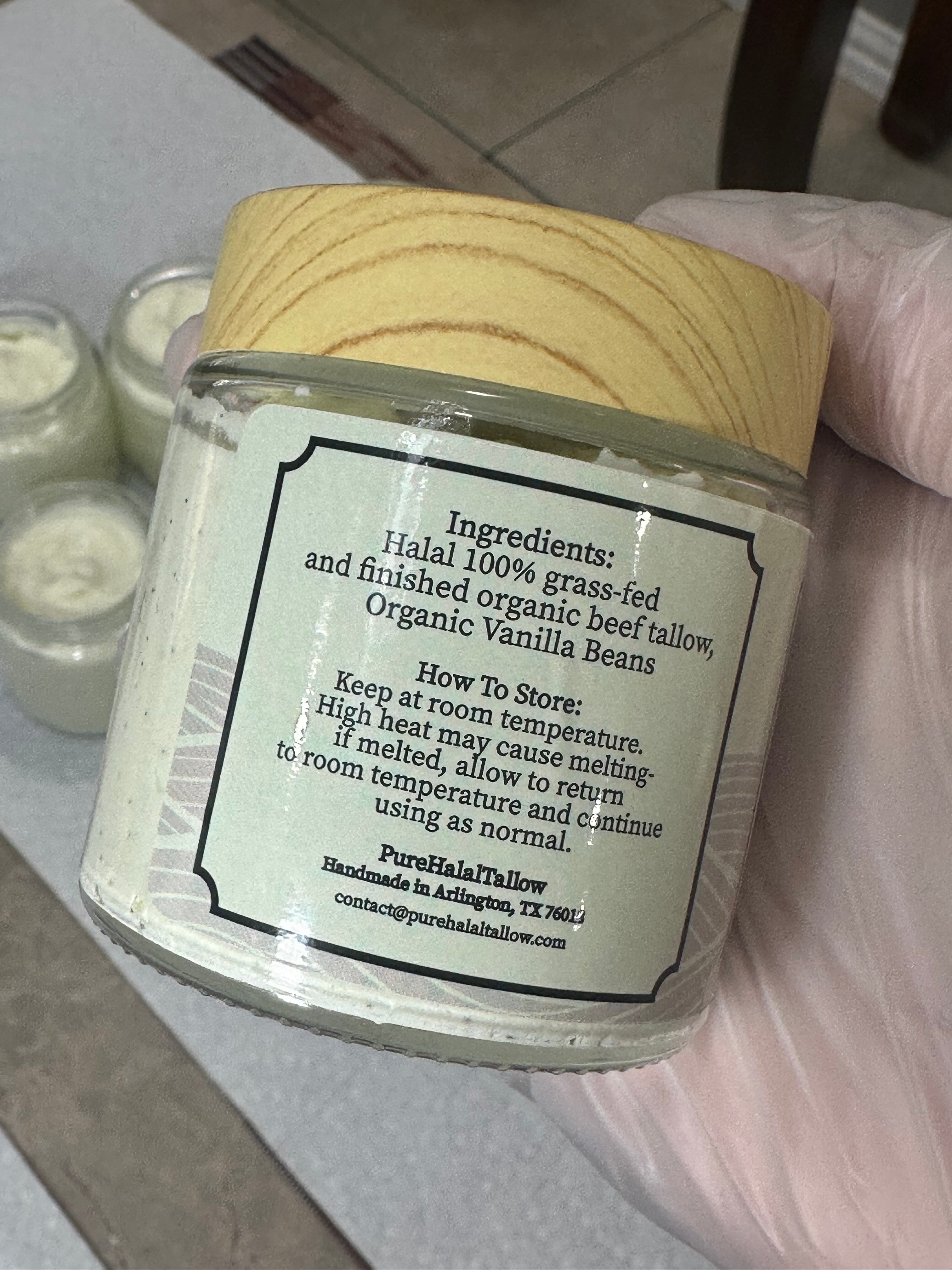 Vanilla Infused Halal 100% Grass Fed and Finished Whipped Organic Beef Tallow